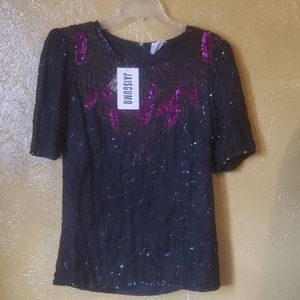 Vintage sequence party top